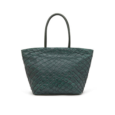 Leather Tote Shopper, Emerald Green, Tote Bag